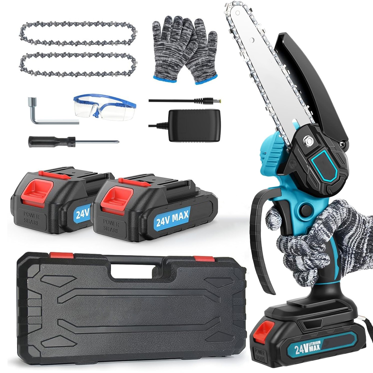 Аккумуляторная цепная мини пила 6 дюймов Mini Chainsaw TX24 шина 15 см ...