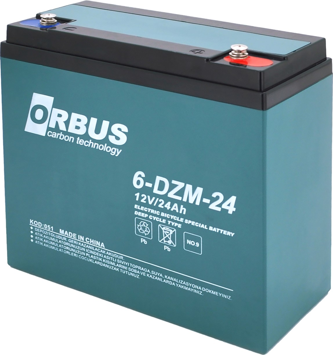 Тяговый аккумулятор ORBUS 6-DZM-24 AGM 12V 24 Ah 180 x76x167 мм ...