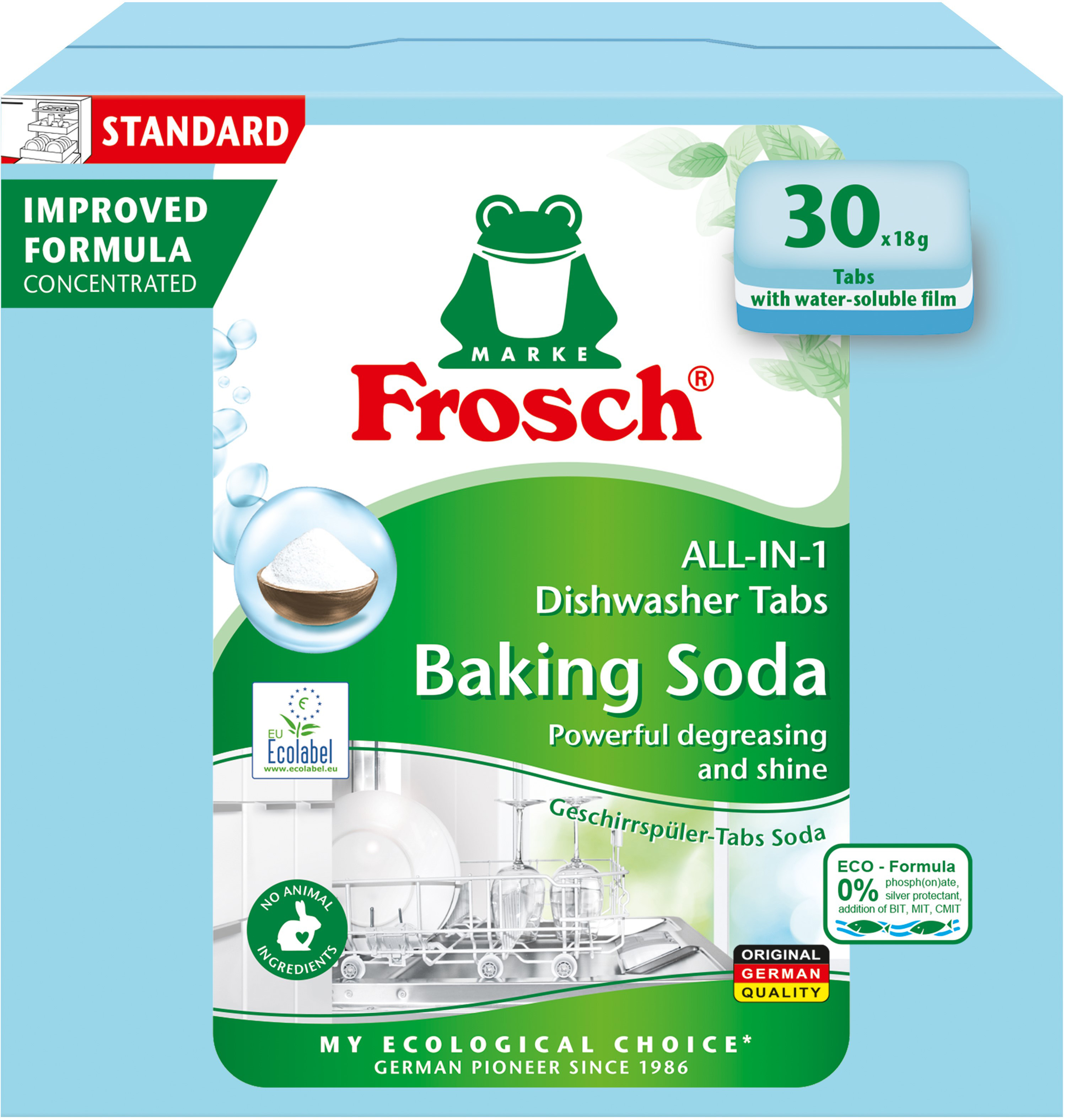 Таблетки для мытья посуды в посудомоечных машинах Frosch Сода 30 шт ...