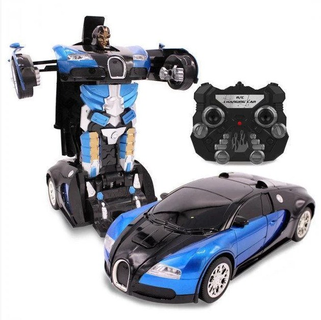 

Машинка робот аккумуляторный автобот с пультом на радиоуправлении Bugatti Veyron Robot Car Size 1:18 Синяя