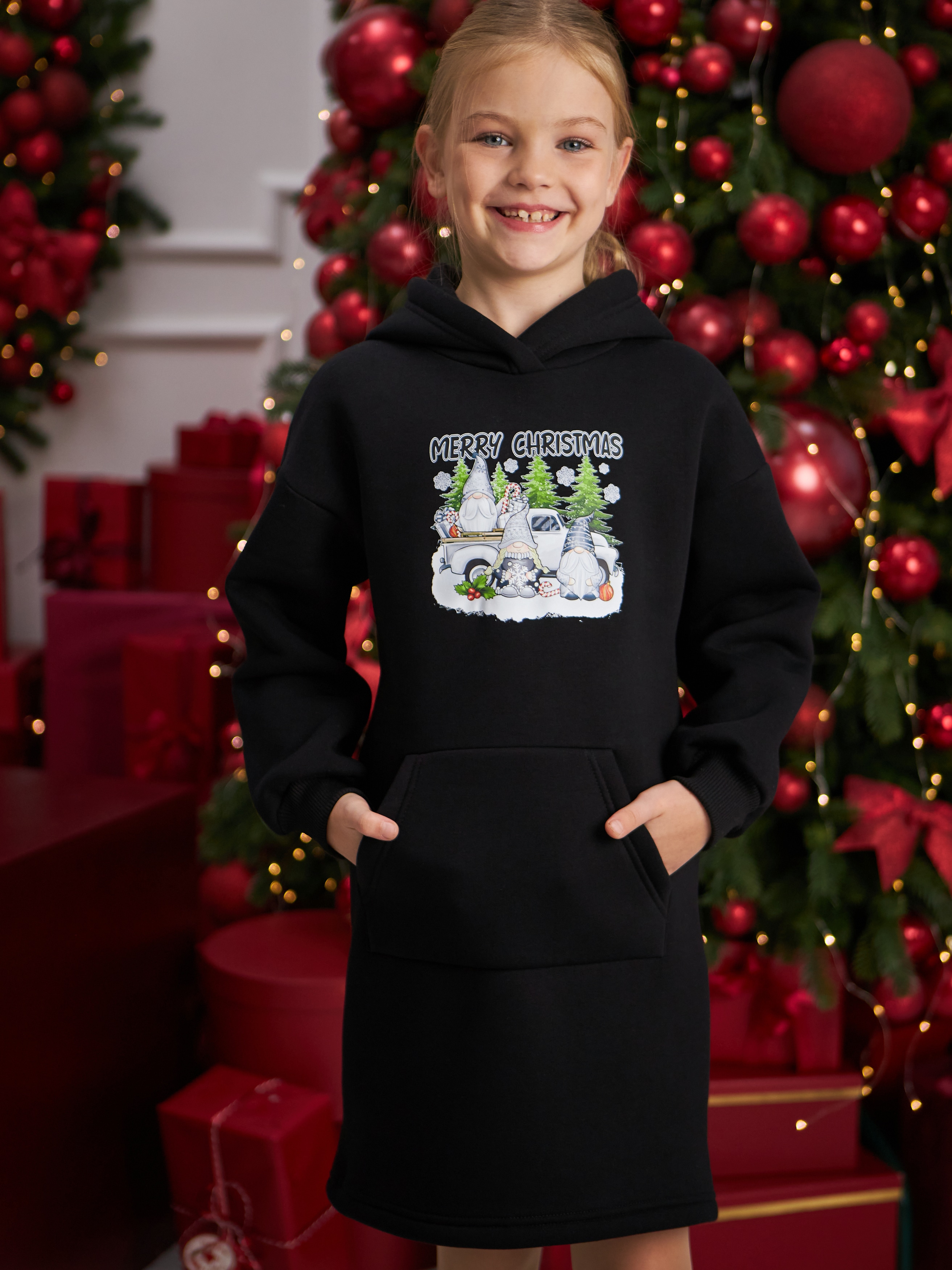Акция на Дитяча тепла новорічна сукня для дівчинки Tair kids 887ПЛ 134 см Чорна от Rozetka