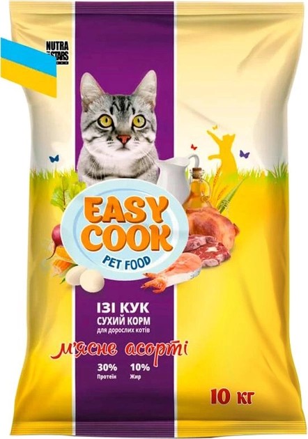 Сухой корм Nutra 5 Stars для котов Easy Cook CAT мясное ассорти 10кг от ...