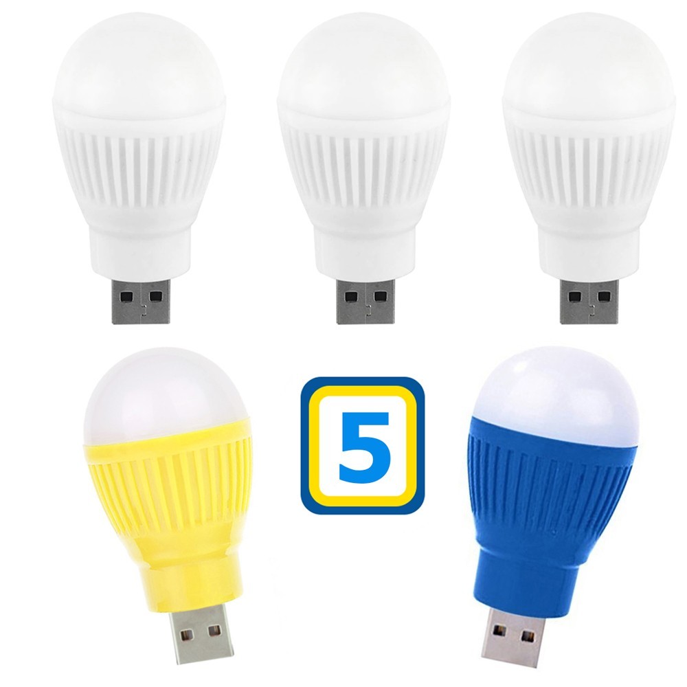 USB LED Лампочка 2 W, Набор 5 шт. Портативная лампа для павербанка ...