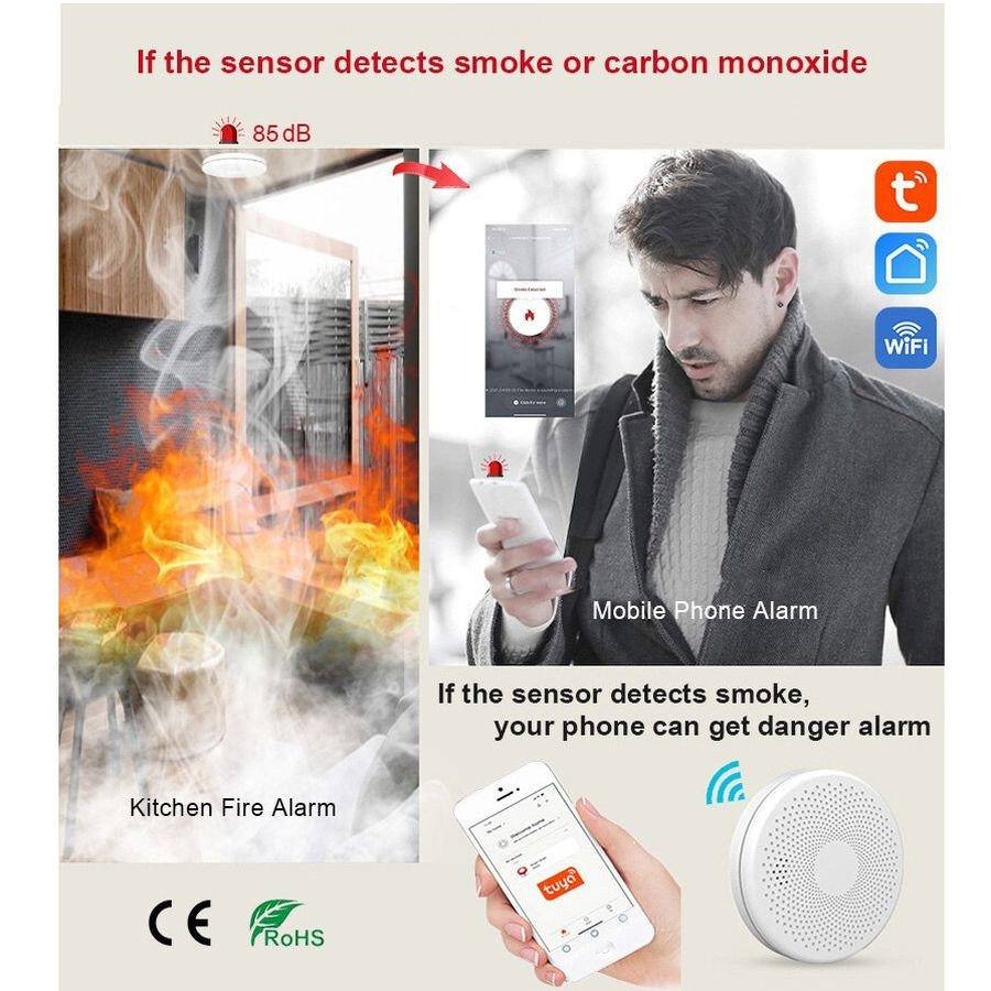 Wifi комбинированный датчик дыма и CO: Tuya Wifi Smoke & Carbon Monoxide  Compound Alarm, с сиреной и оповещением на смартфон – фото, отзывы,  характеристики в интернет-магазине ROZETKA от продавца: SMART DEVICE |