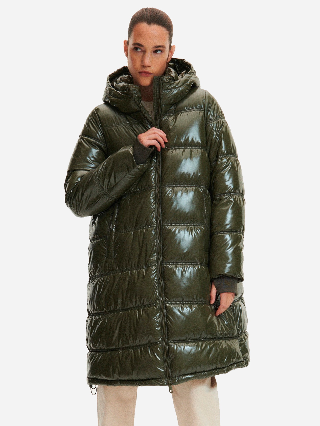 Акція на Куртка зимова жіноча Reserved 2875P-78X 34 Коричнево-зелена від Rozetka