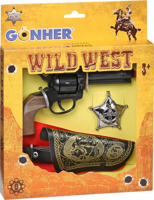 CAP GUN - 498/0 - Gonher Wild-West Set Revolver & Rifle 8 Skott