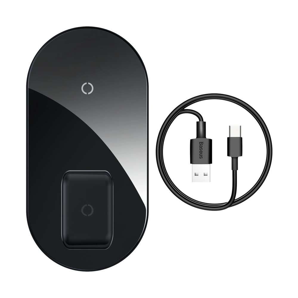 

Беспроводная зарядка Baseus Simple 2in1 Wireless Charger Pro Edition For Phones Pod Black