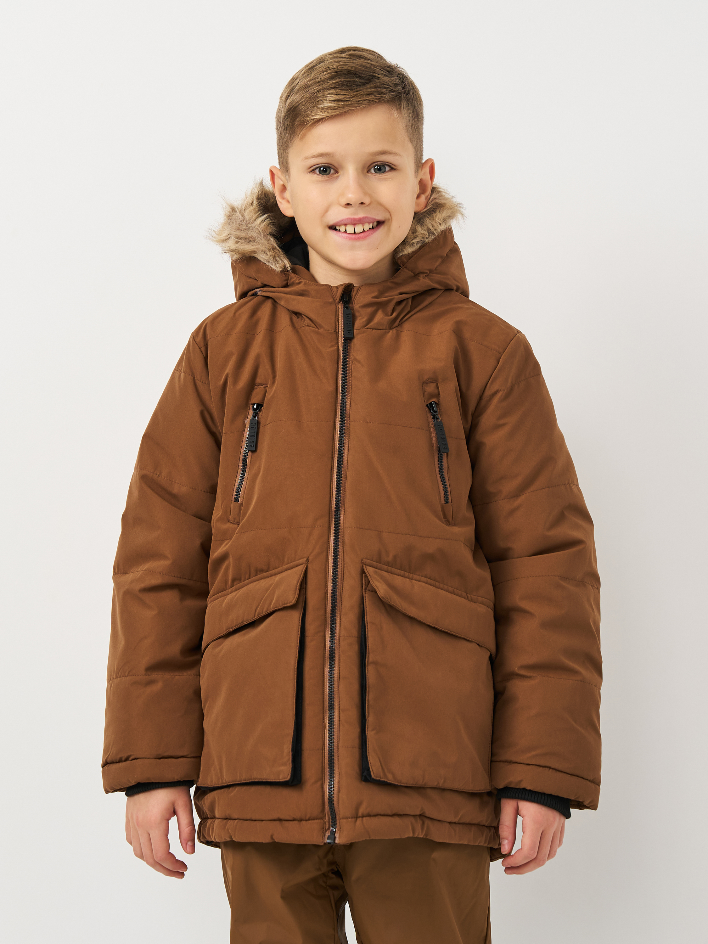 Акция на Куртка-парка зимова дитяча Coccodrillo Outerwear Boy Kids ZC3152105OBK-018 92 см Коричнева от Rozetka