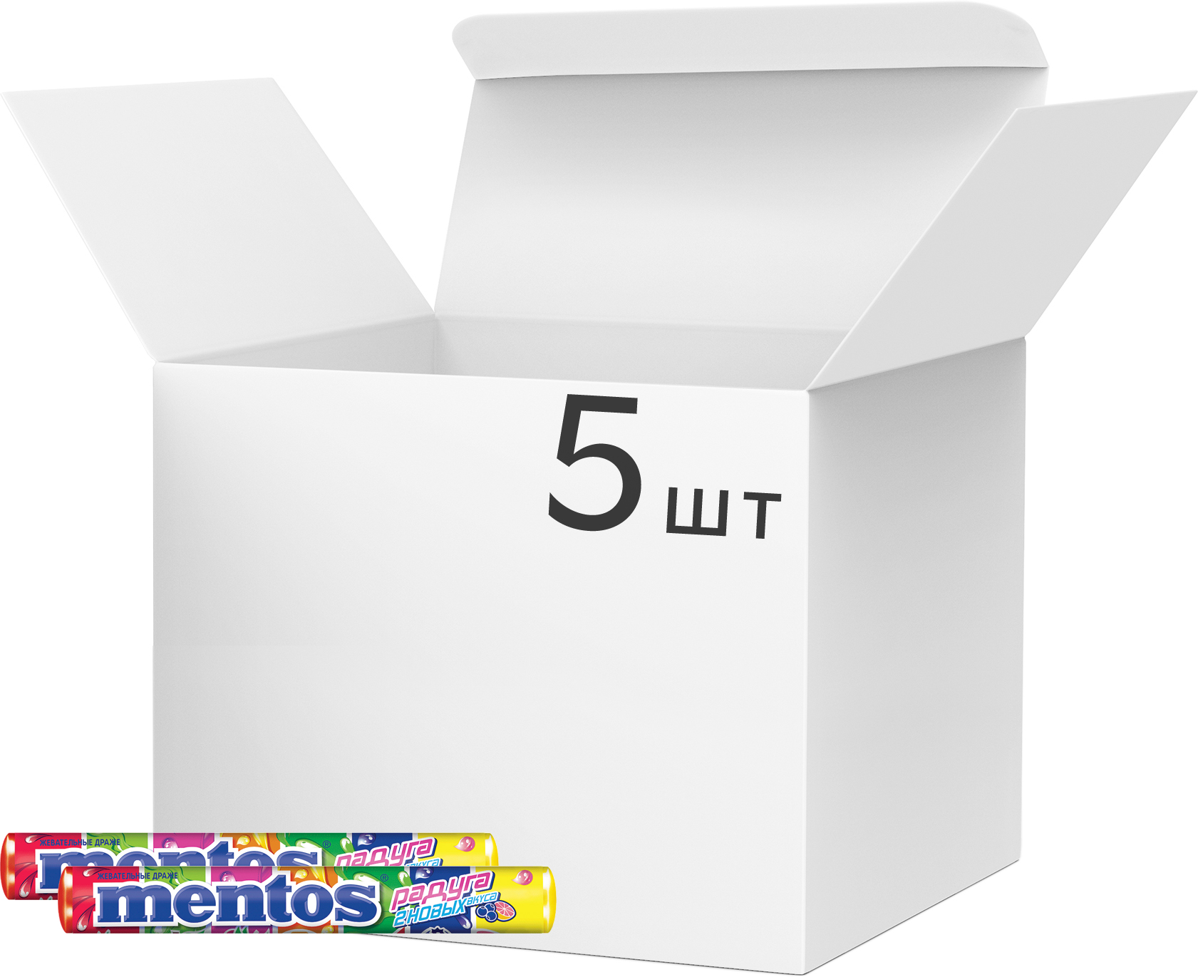 Упаковка жевательных драже Mentos Радуга с фруктовым вкусом 37 г х 5 шт ...