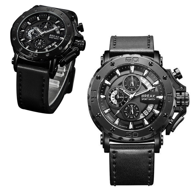 

Часы мужские наручные электронные кварцевые водонепроницаемые Break Watch 5690 Черные