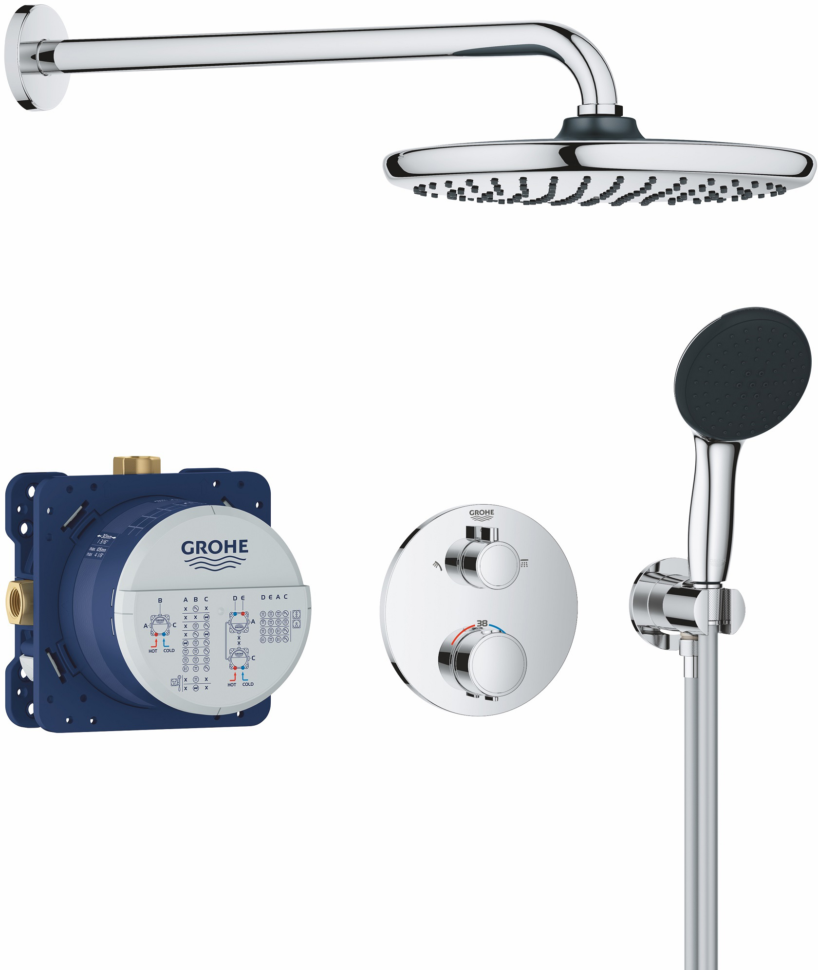Душевая система скрытого монтажа с термостатом GROHE QuickFix Precision ...