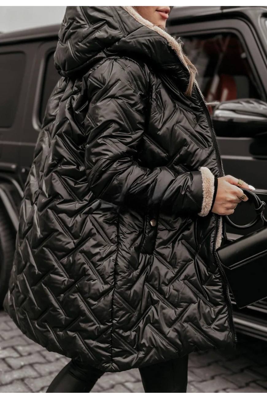 Комбинированное пальто с мехом астраган - хит продаж