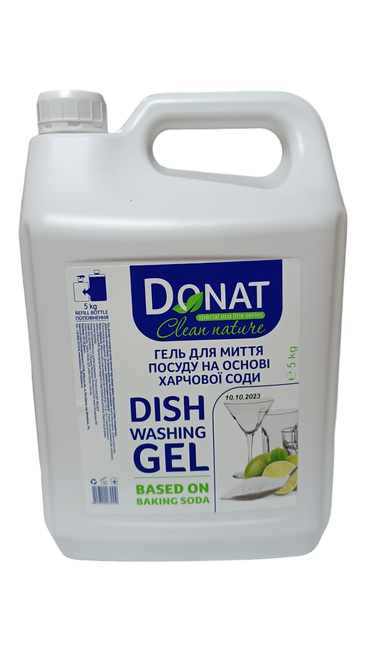 Гель для миття Donat Clear Nature посуду на основі харчової соди 5л ...
