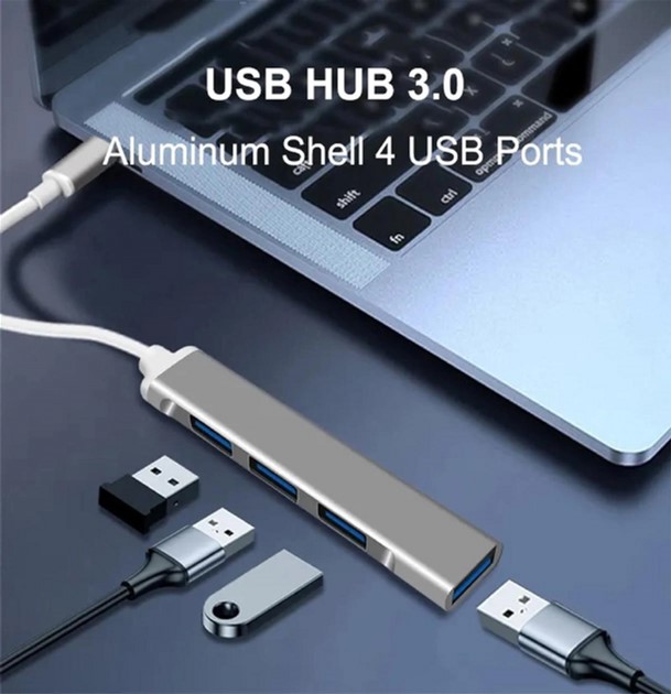 USB-хаб Dynamode USB 3.0 Type-C/Type-A на 4 порти: 1 x USB 3.0 3 x USB 2.0 Метал, сріблястий (DM-UH-311AC) — фото 7
