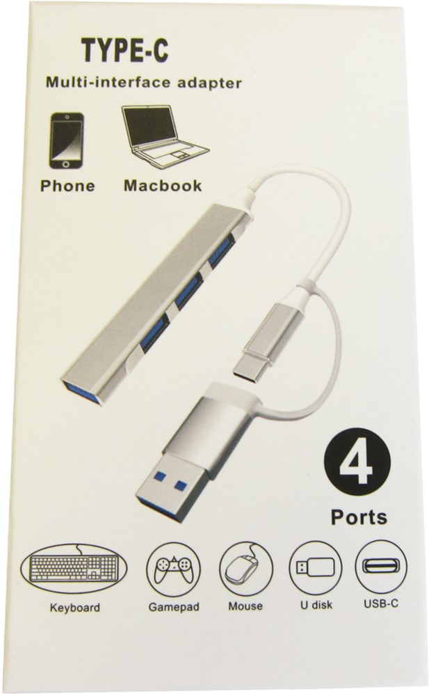 USB-хаб Dynamode USB 3.0 Type-C/Type-A на 4 порти: 1 x USB 3.0 3 x USB 2.0 Метал, сріблястий (DM-UH-311AC) — фото 8
