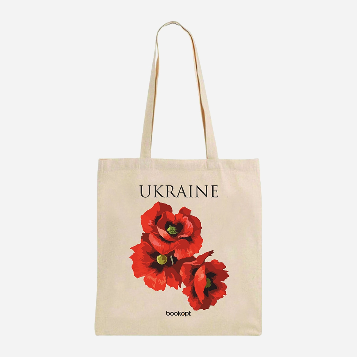 Акція на Сумка екошопер жіноча Bookopt Ukraine Червоні маки BK4053 Бежева від Rozetka