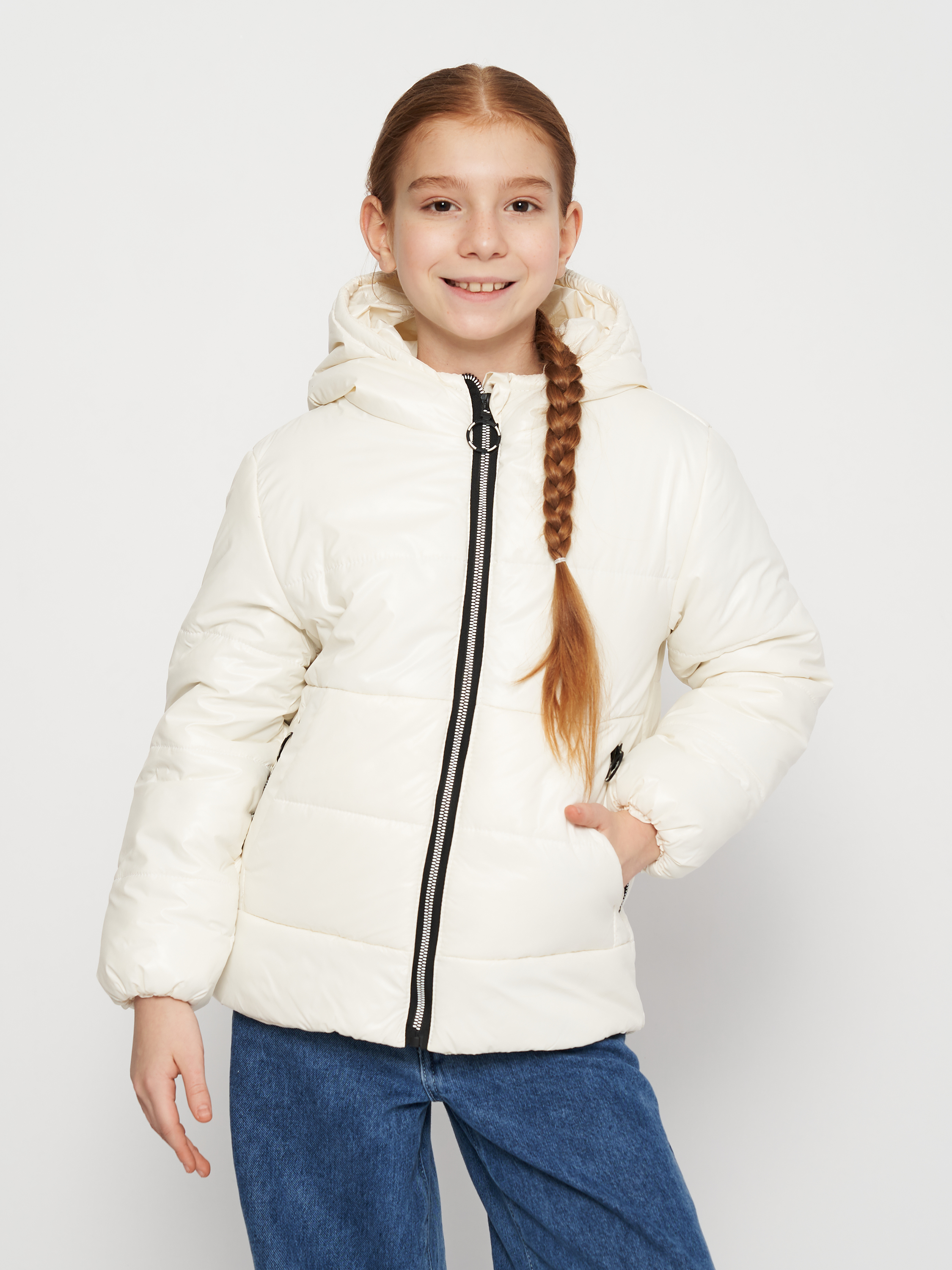 Акція на Дитяча демісезонна куртка для дівчинки Одягайко 22843 134 см Біла від Rozetka
