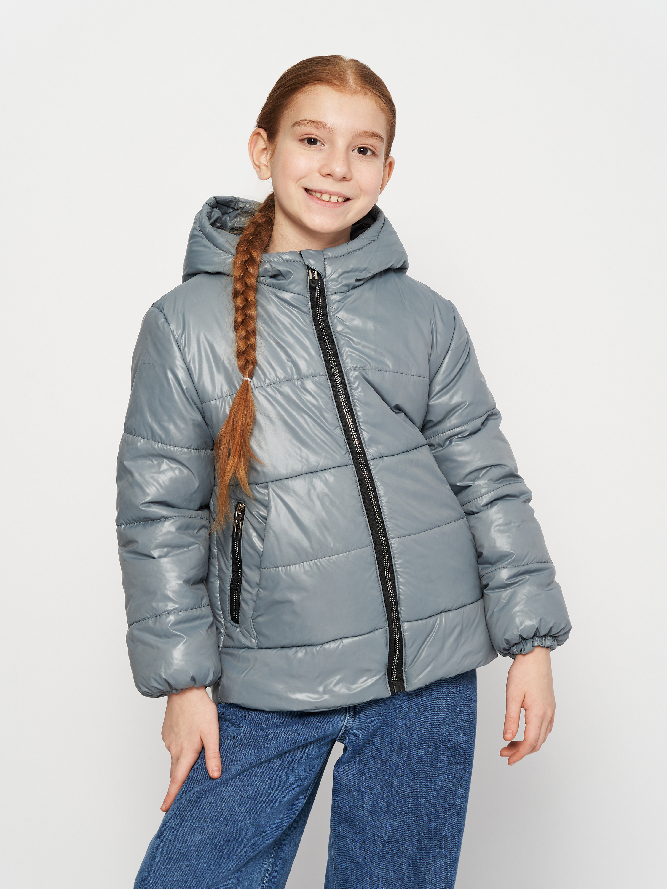 Акція на Дитяча демісезонна куртка для дівчинки Одягайко 22843 134 см Сіра від Rozetka