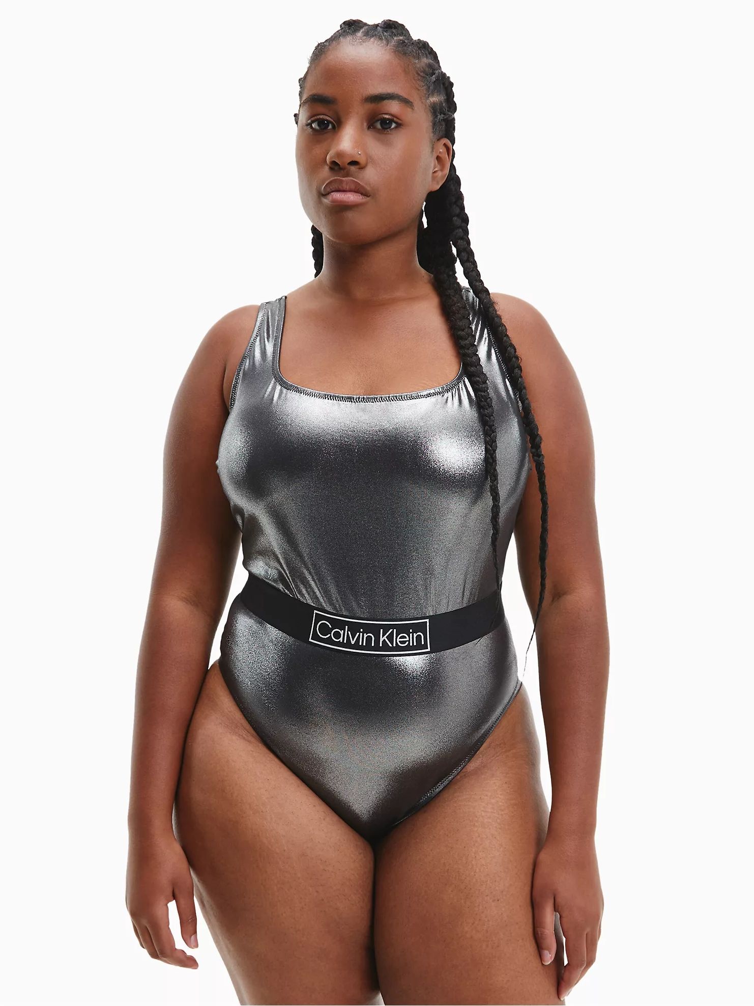 Акція на Купальник суцільний жіночий Calvin Klein Underwear 161687999 1X Чорний від Rozetka