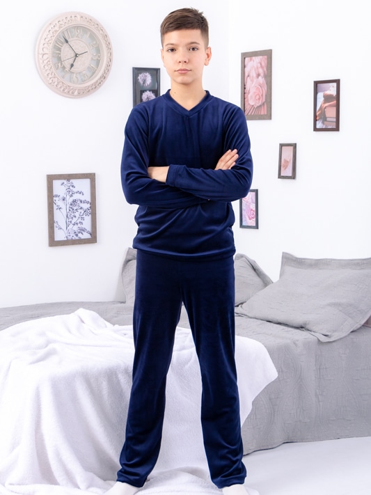 Акція на Підліткова велюрова піжама для хлопчика Носи своє 6412-030 158 см Чорнильно-синя (p-13227-147399) від Rozetka