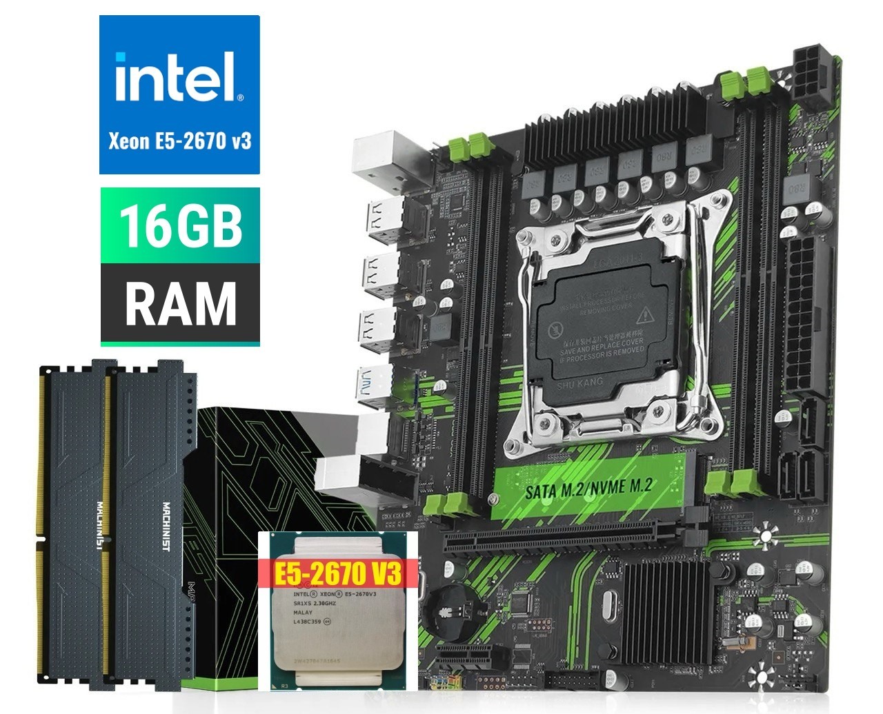 Комплект X99 V2 / Machinist X99 PR9 LGA 2011-3 / Intel Xeon E5-2670v3 2 ...
