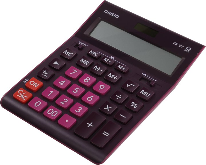 

Калькулятор настольный Casio 12 разрядный 209 * 155 * 34.5 мм бордовый (GR 12C WR W EP)
