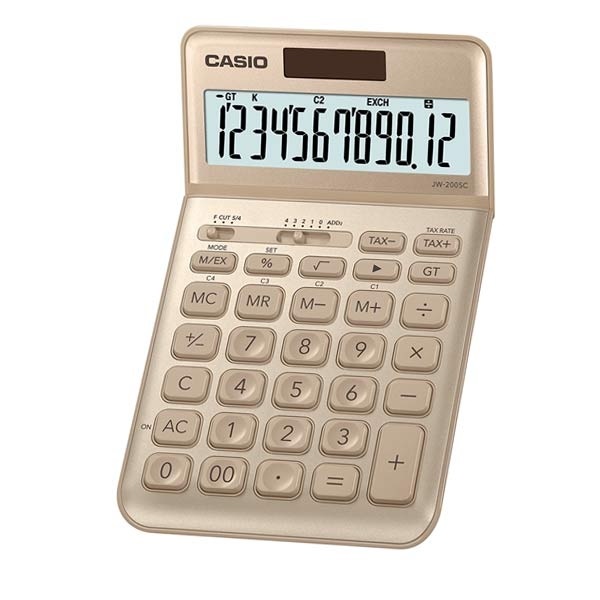 

Калькулятор настольный Casio 12 разрядный 11x109x184 мм золотой (JW 200SC GD)