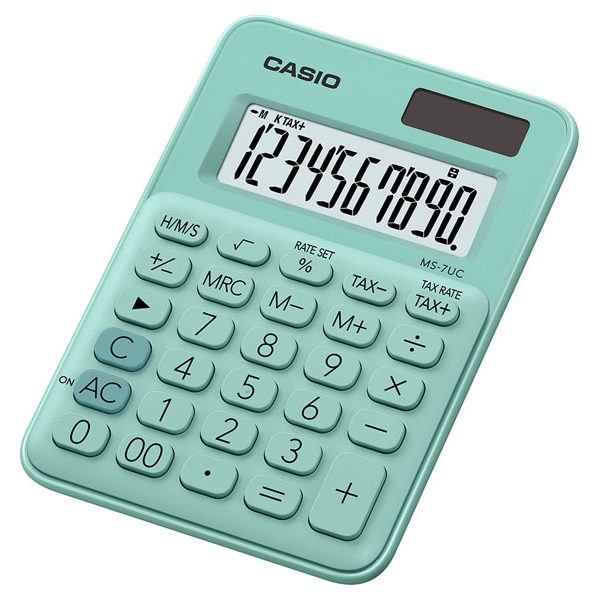 

Калькулятор настольный Casio 10 разрядный 120 * 85.5 * 19.4 мм светло зеленый (MS 7UC GN S EC)