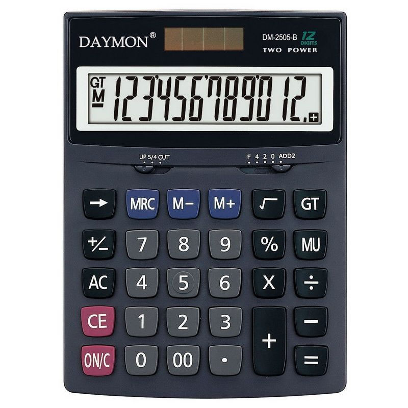 

Калькулятор бухгалтерский Daymon 173х126х26 мм 12 разрядный черный (DМ 2505 В)