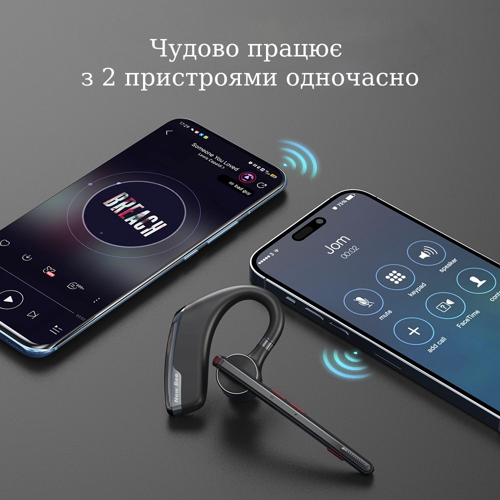 Гарнитура Bluetooth New Bee NB-M51 Black (NB-M51-EN) – фото, отзывы,  характеристики в интернет-магазине ROZETKA от продавца: Schoff | Купить в  Украине: Киеве, Харькове, Днепре, Одессе, Запорожье, Львове