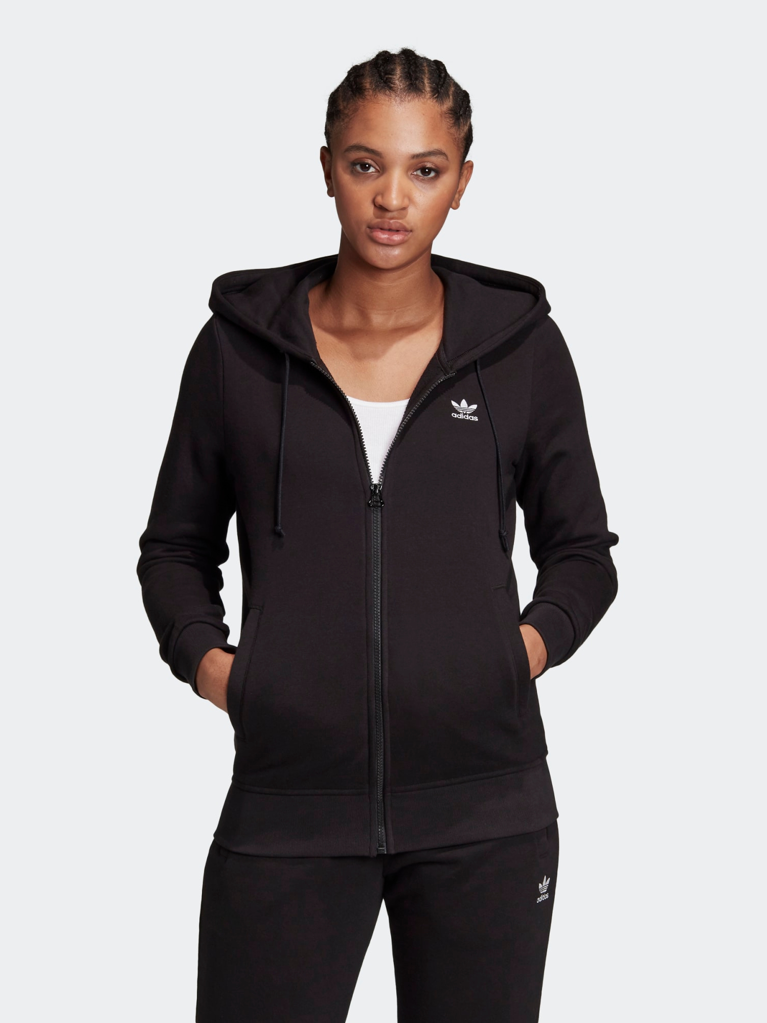 Акція на Толстовка на блискавці з капюшоном жіноча Adidas Track Top GD4337 30 Чорна від Rozetka