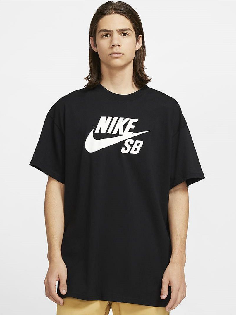 Акція на Футболка чоловіча Nike ike M Nk Sb Tee Logo CV7539-010 L Чорна з принтом від Rozetka