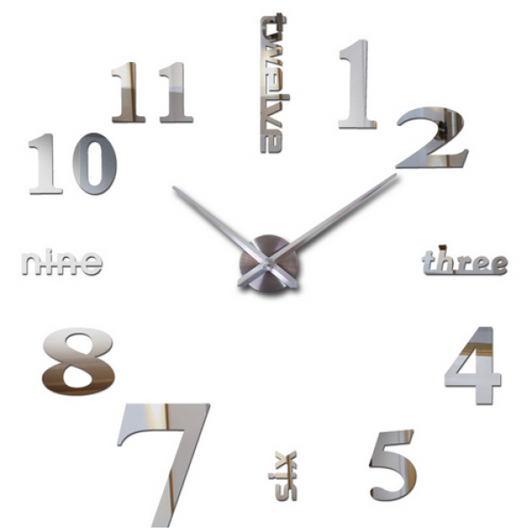 

3D Часы настенные 130 см зеркальные наклейки Best Time серебристые