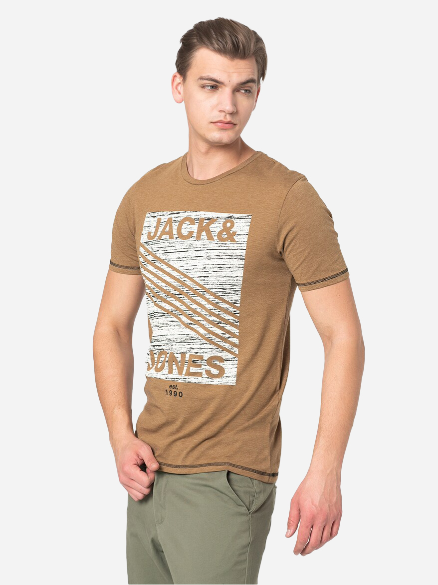 Футболка длинная мужская Jack & Jones 173040 L Коричневая ...