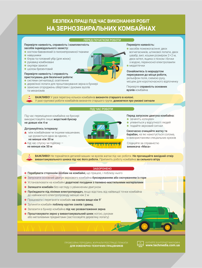 

Безпека праці під час виконання робіт на зернозбиральних комбайнах