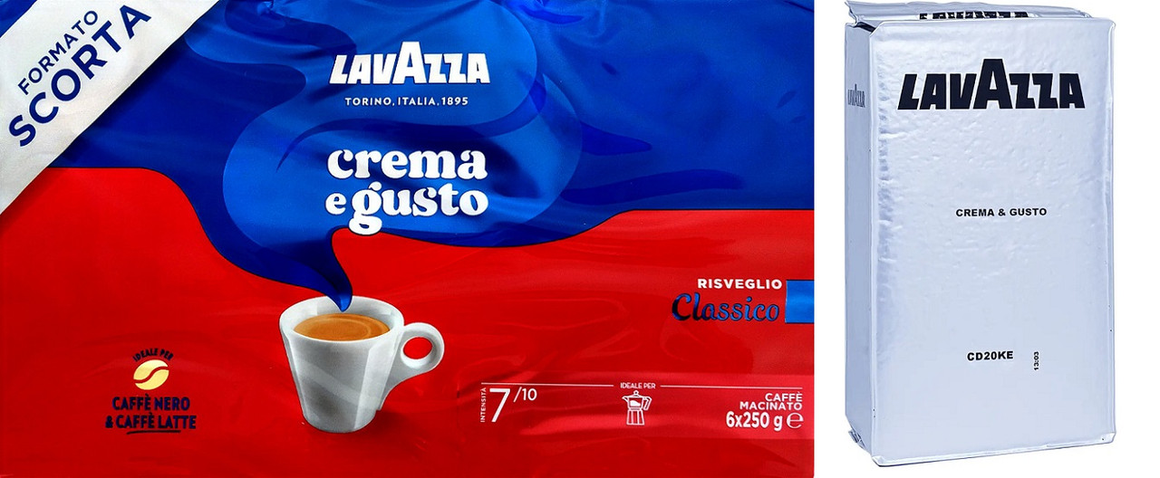 Lavazza Crema E Gusto Caffè Espresso Macinato Forte 2 Pacchetti gr.250