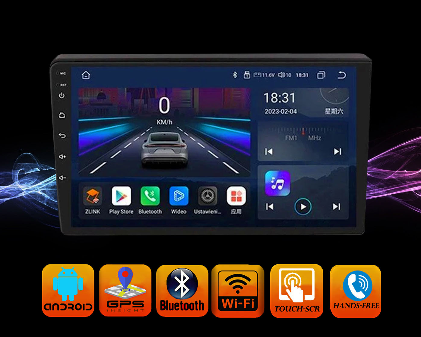 Автомагнітола сенсорна 1 din 9" Android GPS Wifi Bluetooth 4Ядра 2Gb ...