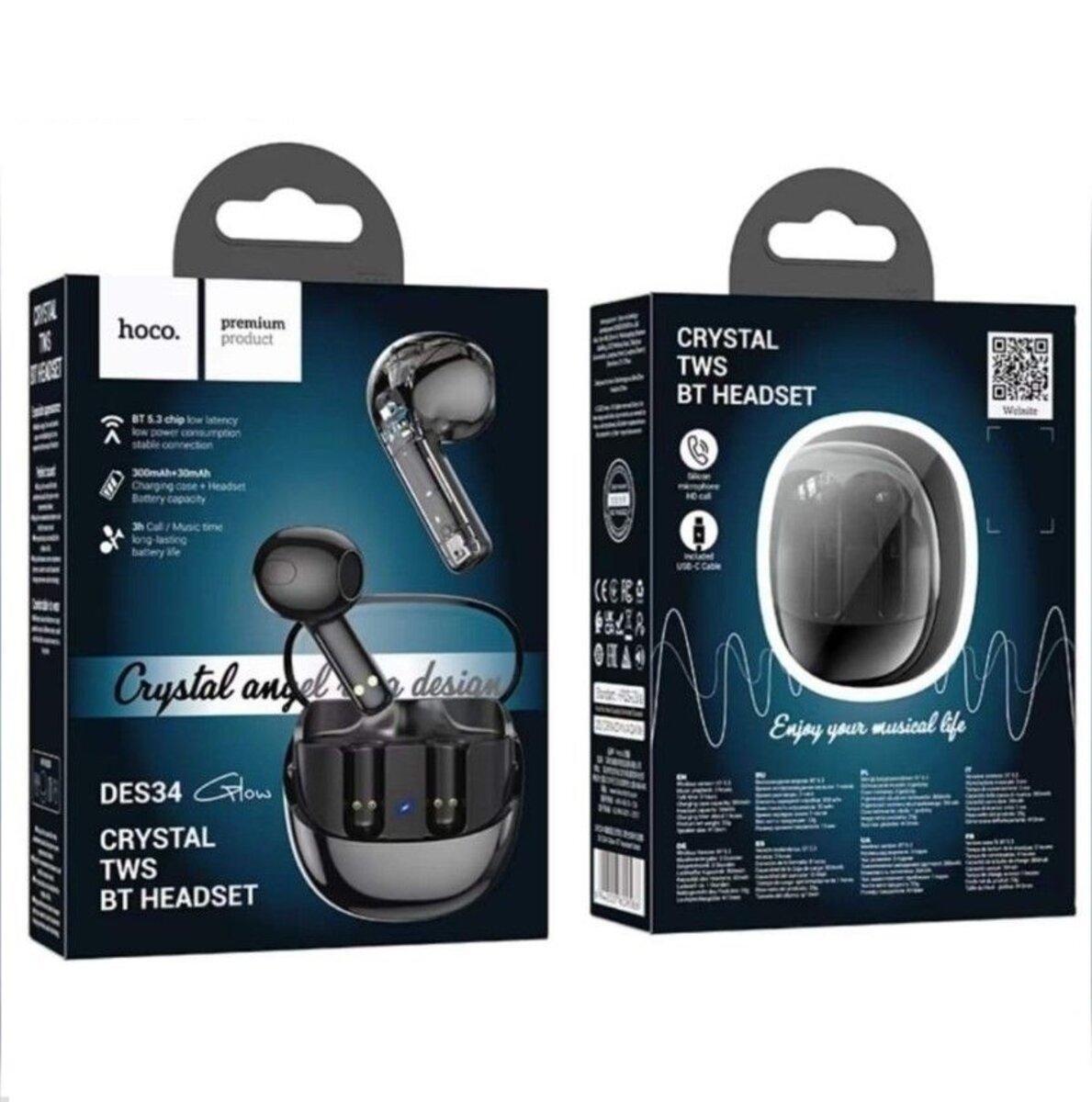 Навушники бездротові bluetooth HOCO DES34 Glow BT headset Black — фото 5