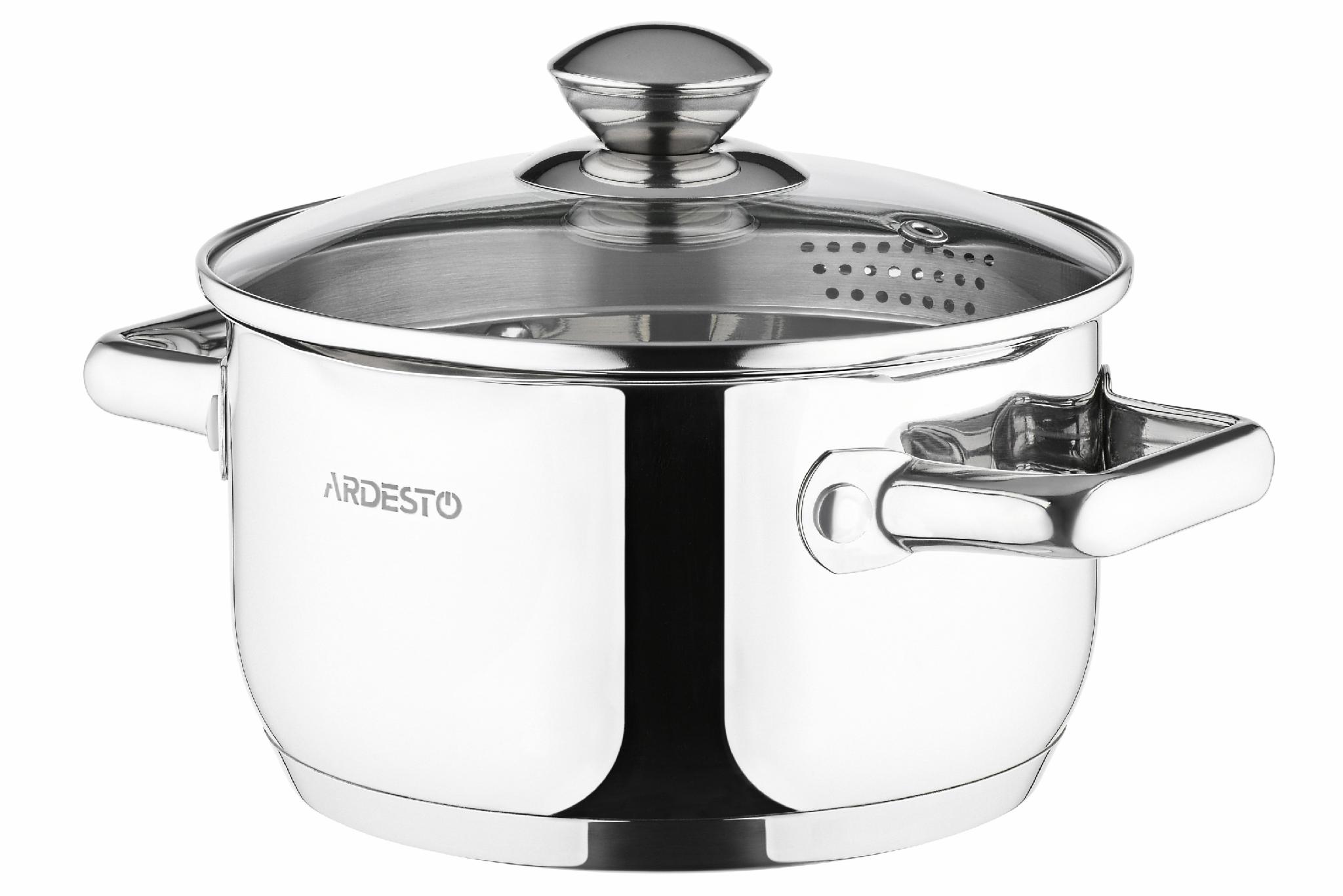 Кастрюля со стеклянной крышкой и сливом Ardesto Gemini Lecco 4.7л ...