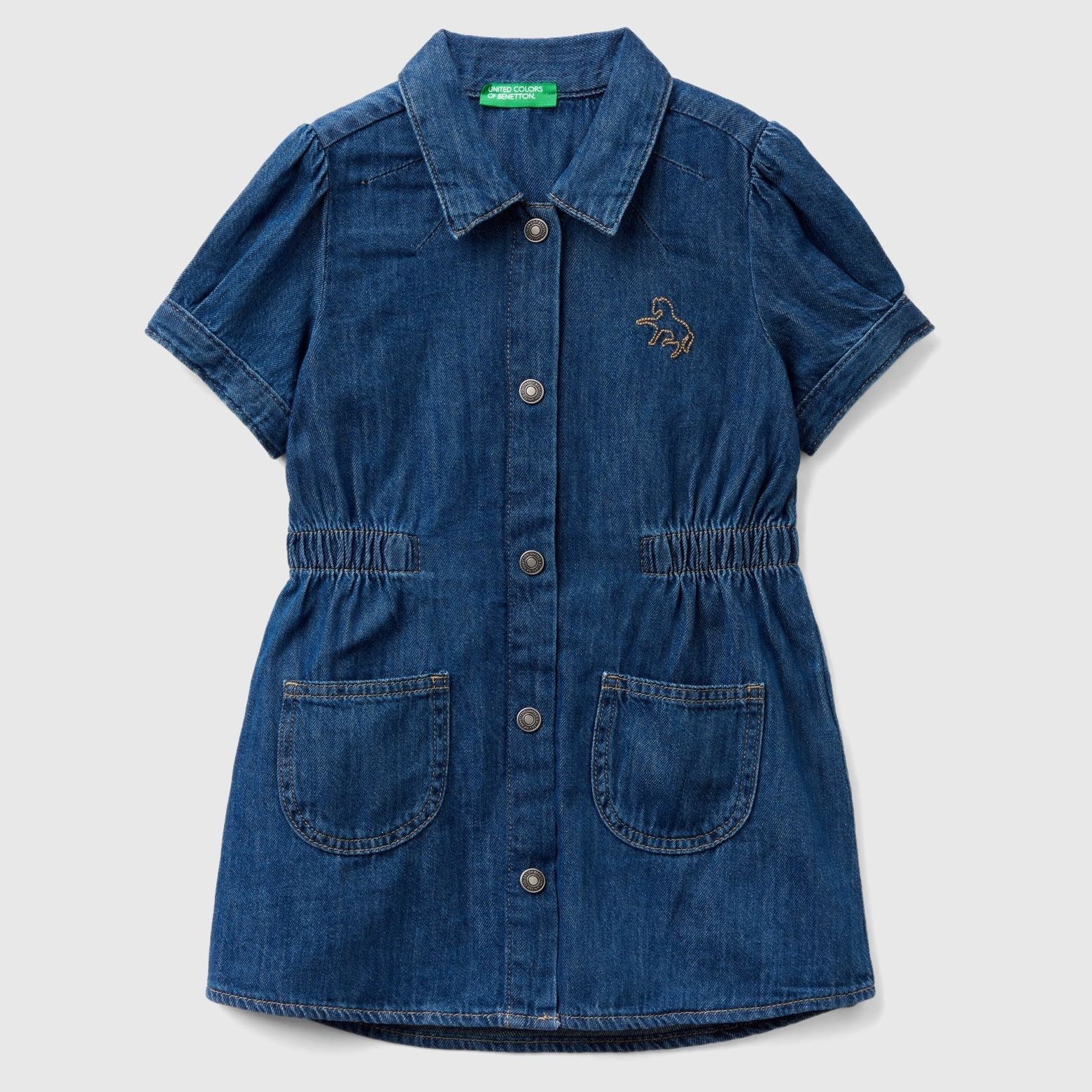 Акція на Дитяче літнє плаття для дівчинки United Colors of Benetton 4AD6GV01E.P-901 110 см 4-5 років Темно-синє від Rozetka