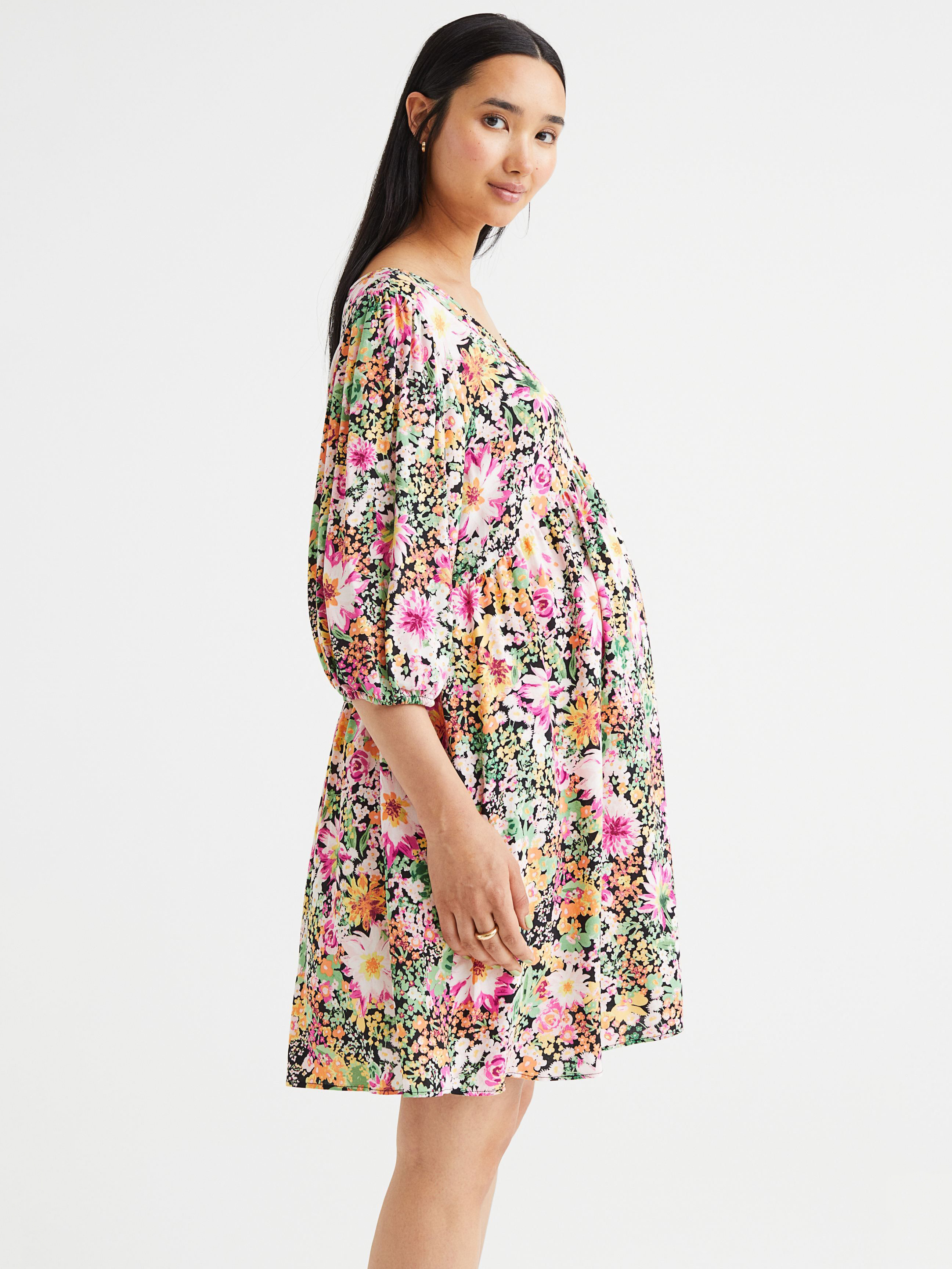 Акція на Плаття для вагітних міні літнє H&M 061088500 L Чорний/Квіти від Rozetka