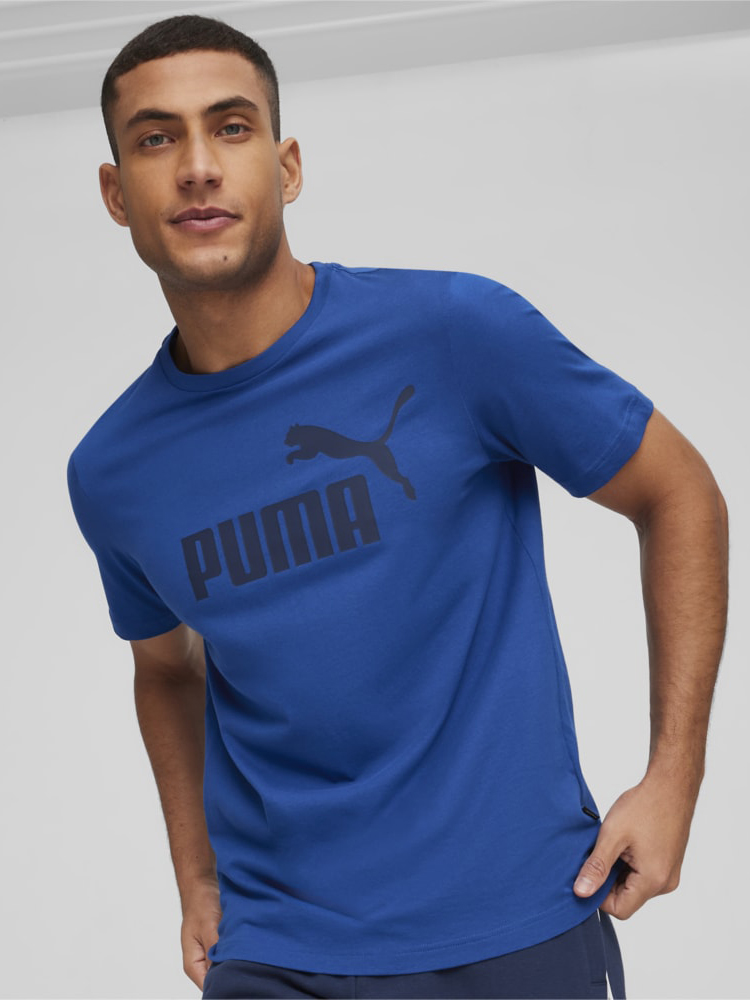 Акция на Футболка чоловіча Puma Essentials Foundation 58666759 L Синя з принтом от Rozetka