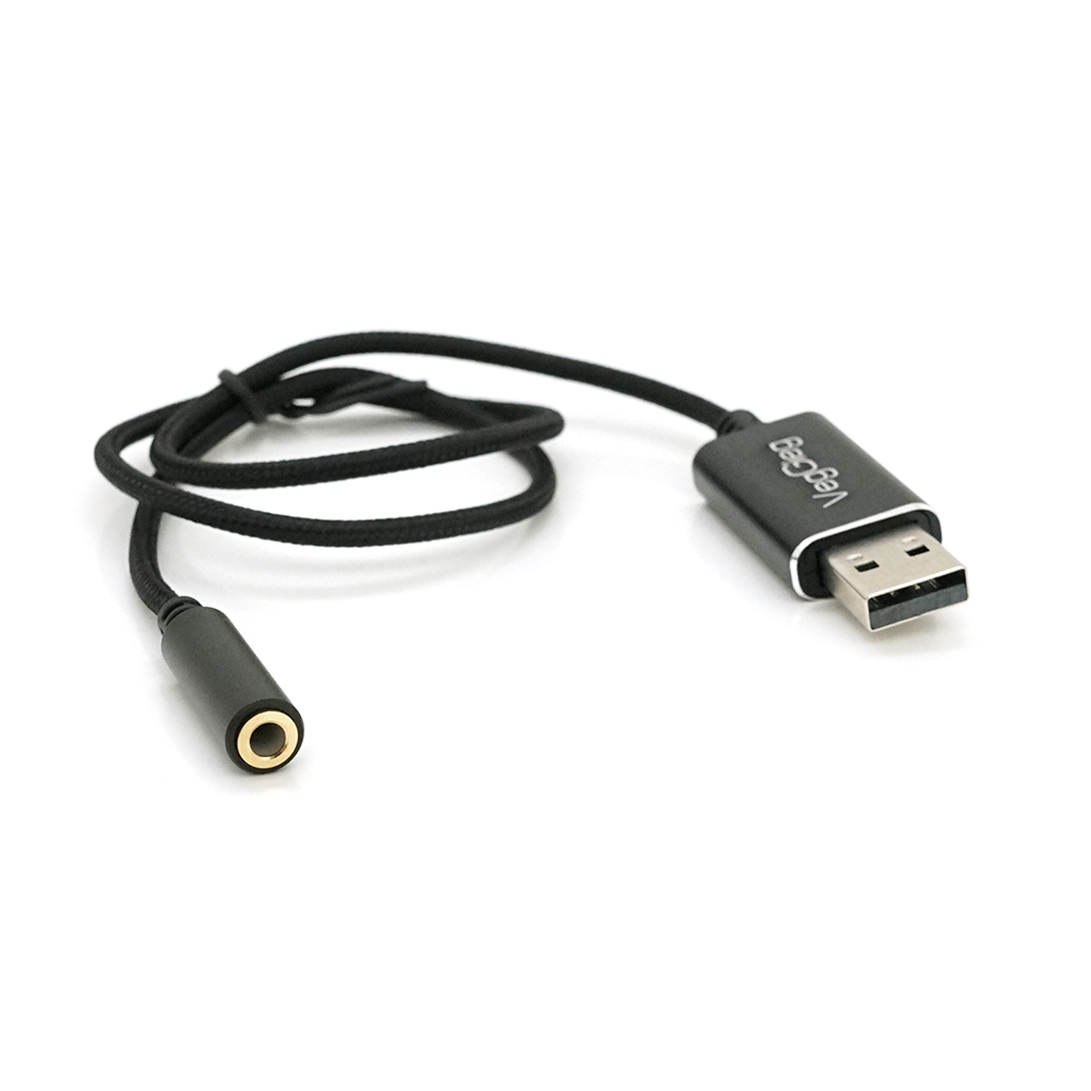 Переходник для наушников VegGieg V-K201 USB2.0(M)-Jack3.5(F), Black ...