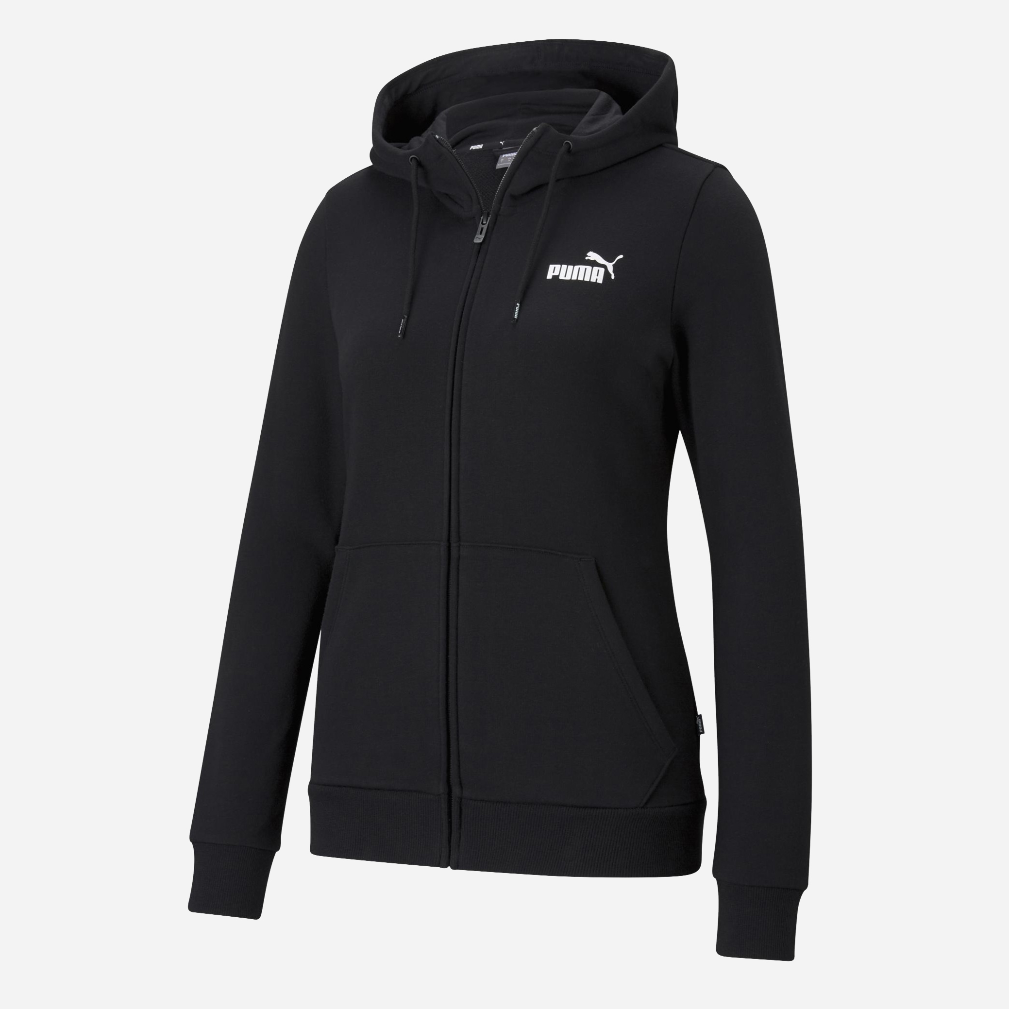 Акція на Толстовка на блискавці з капюшоном жіноча Puma Ess Small Logo Full-Zip Hoodie Tr B 586813-01 S Чорна від Rozetka