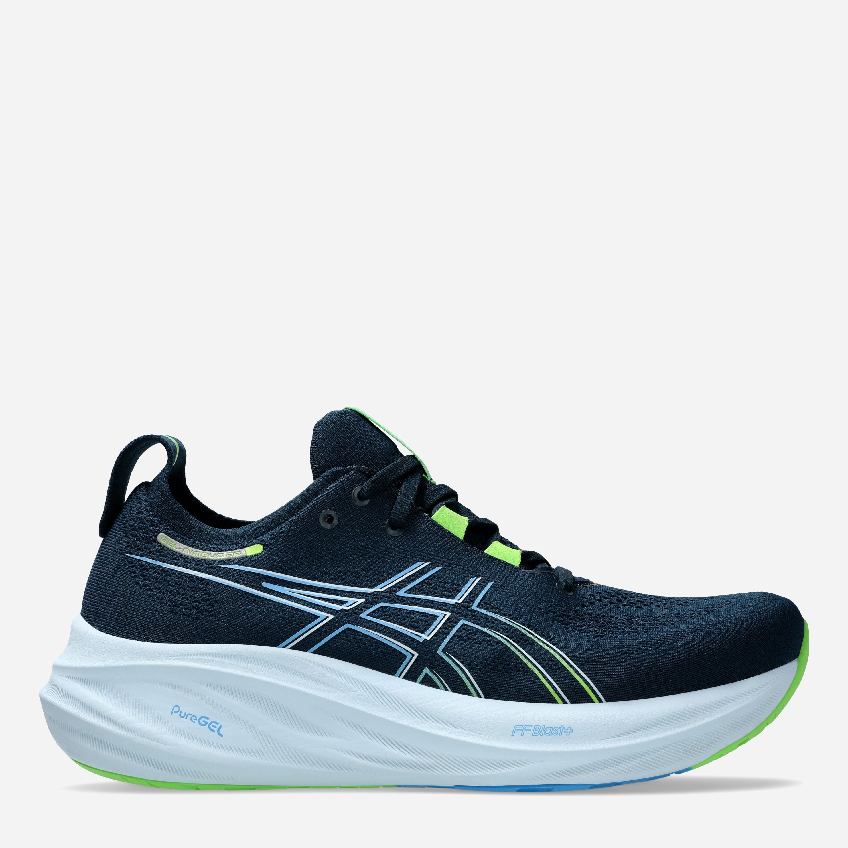 Акція на Чоловічі кросівки для бігу ASICS Gel-Nimbus 26 1011B794-400 42.5 (9US) 27 см Темно-синій/Зелений від Rozetka