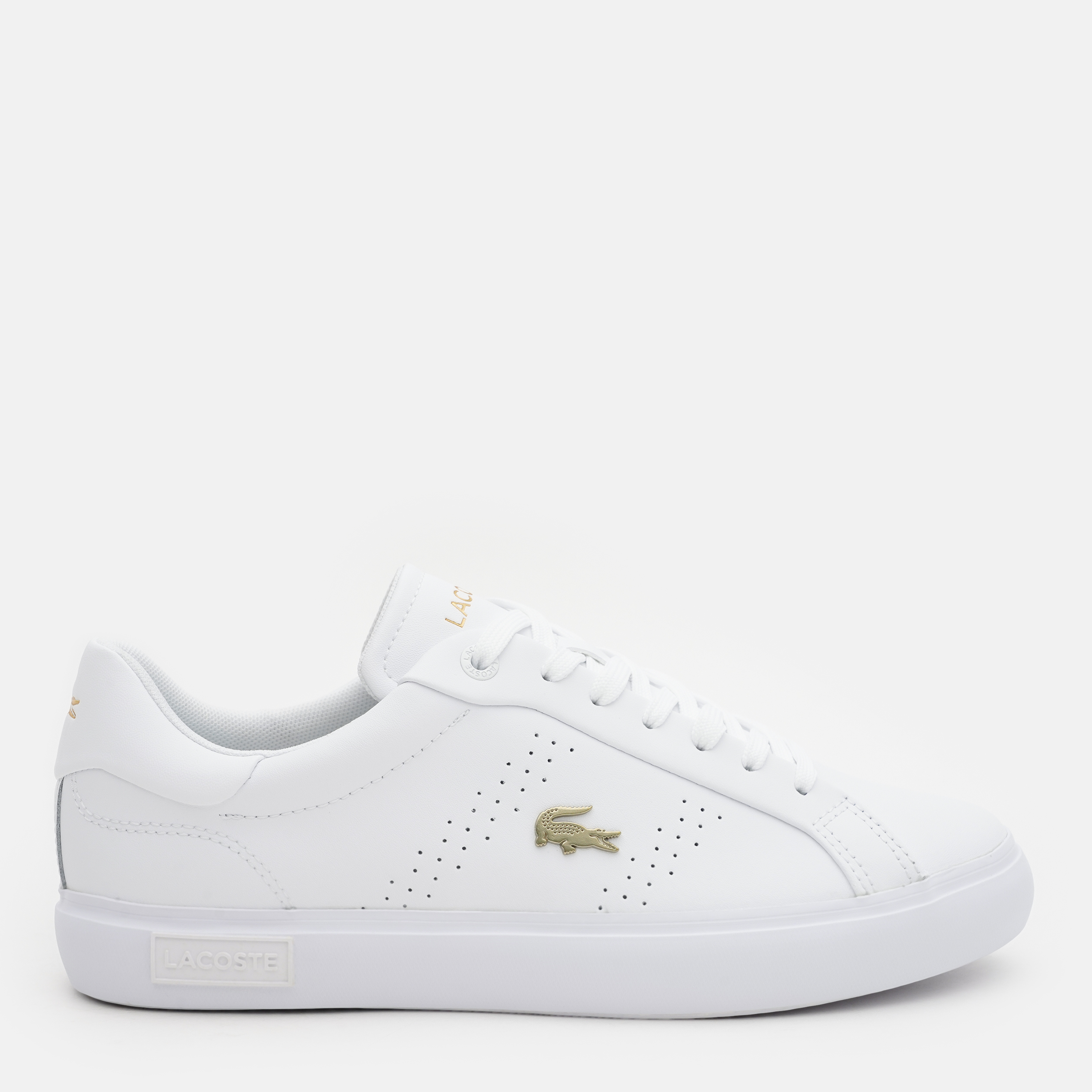 Акція на Жіночі кеди низькі Lacoste Powercourt 747SFA0072-216 38 (T5) 24.3 см Білі від Rozetka