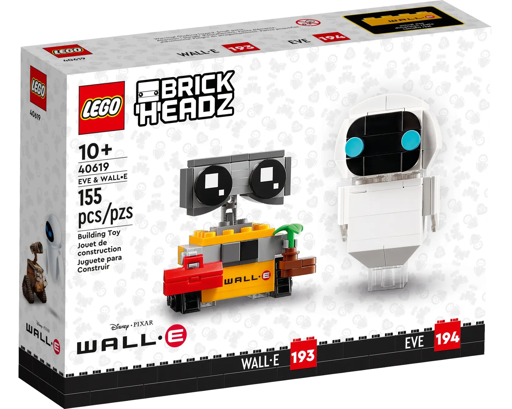 Zdjęcia - Klocki Lego Zestaw klocków  Brickheadz Disney Pixar Ewa i Wall-E 155 elementów  (40619)