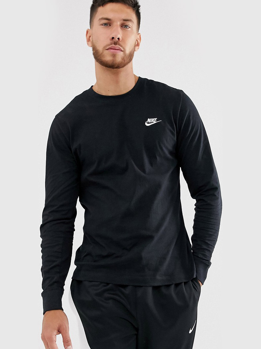 Акція на Лонгслів чоловічий Nike M Nsw Club Tee - Ls AR5193-010 L Чорний від Rozetka