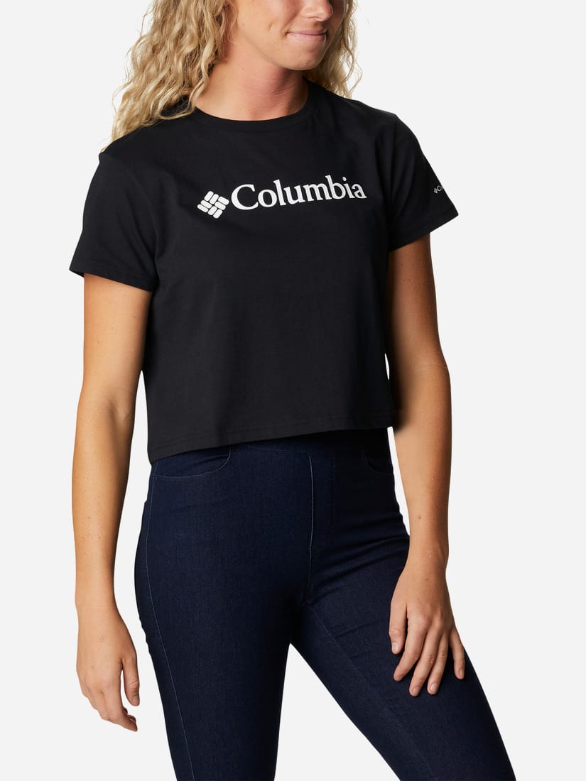 Акція на Футболка коротка жіноча Columbia Graphics North Cascades Cropped Tee 1930053-011 M Чорна від Rozetka