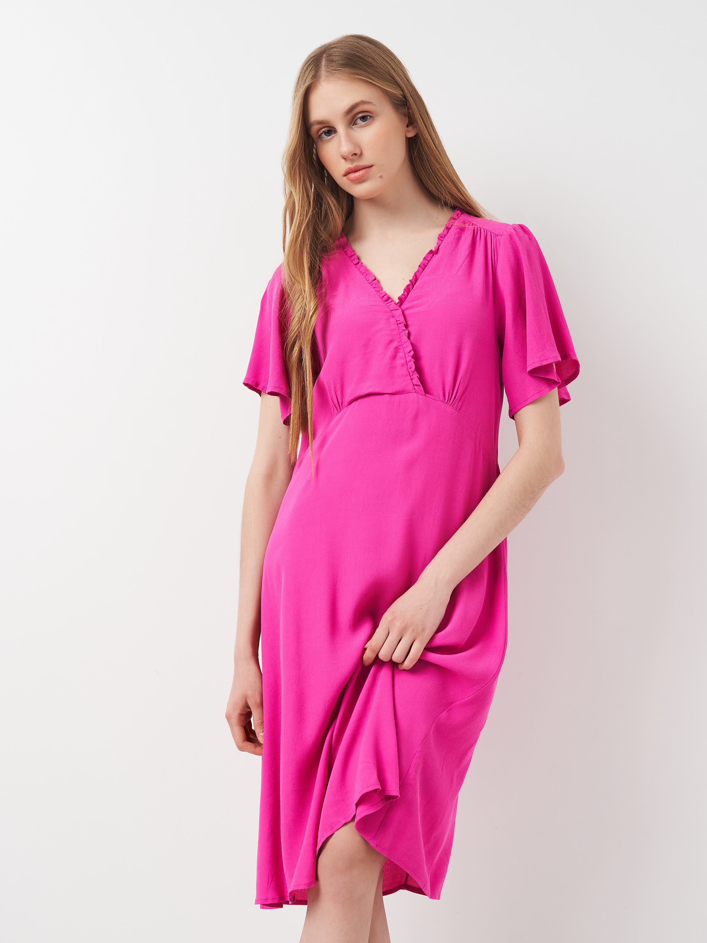 Акція на Сукня-футболка міді літня жіноча H&M 0649984 32 Рожева від Rozetka
